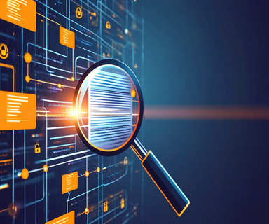 A magnifying glass examining a single highlighted line of code among layered transparent sheets, with abstract database connections and warning indicators spreading outward, representing a hidden bug in nested code layers