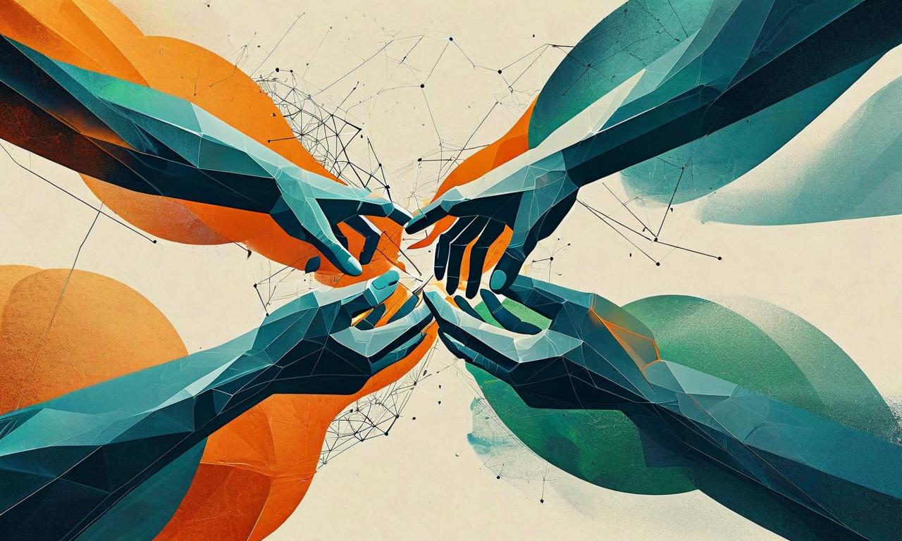 停戦から持続可能な平和への段階的な移行を表現した抽象的なビジュアライゼーション。左側の破壊された鎖が段階的に橋へと変化し、中央部では幾何学的構造とネットワークが制度的安定性を象徴し、右側では相互に接続されたノードが地域的統合と協力を表現している。暖色から希望的な青と緑への色彩の移行が、紛争から持続可能な平和への進化を示唆している。