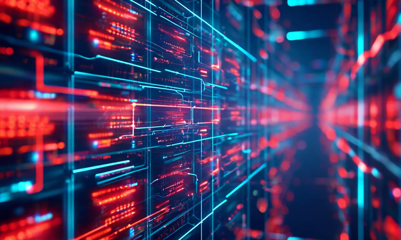 Kubernetes環境におけるJavaアプリケーションのパフォーマンス課題を表現した抽象的な技術ビジュアライゼーション。メモリ制限、CPUスロットリング、ガベージコレクション、スレッド競合などの複数の問題領域が青から赤へのグラデーションで強調されており、診断ツールがこれらの問題を可視化・スキャンしている様子が示されている。