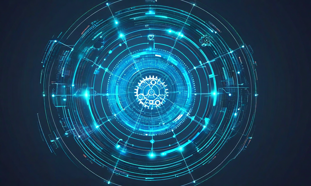 統合キャンペーン実行フレームワークの全体像を示す抽象的な可視化。戦略立案、組織構築、メディア展開、効果測定、危機対応の5つの相互連動するノードが、流動的なデータストリームと接続線で結ばれている。中央のハブには同期されたギアとネットワーク接続が表示され、民主的プロセスと運用効率を象徴している。青とティール色の発光ノードが現代的なテクノロジー美学を表現し、複雑で多次元的な調整システムの機能性を視覚化している。