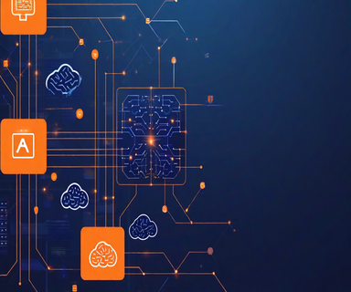 Illustration of a cloud server instance with AI neural network connections, representing AWS Lightsail's OpenClaw AI infrastructure offering in modern blue and orange tones