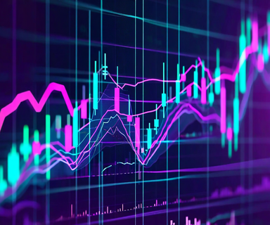 Abstract financial chart showing a sharp market decline curve beginning to turn upward, with digital tech elements and data visualization graphics in blue and purple tones, representing software sector selloff and potential recovery