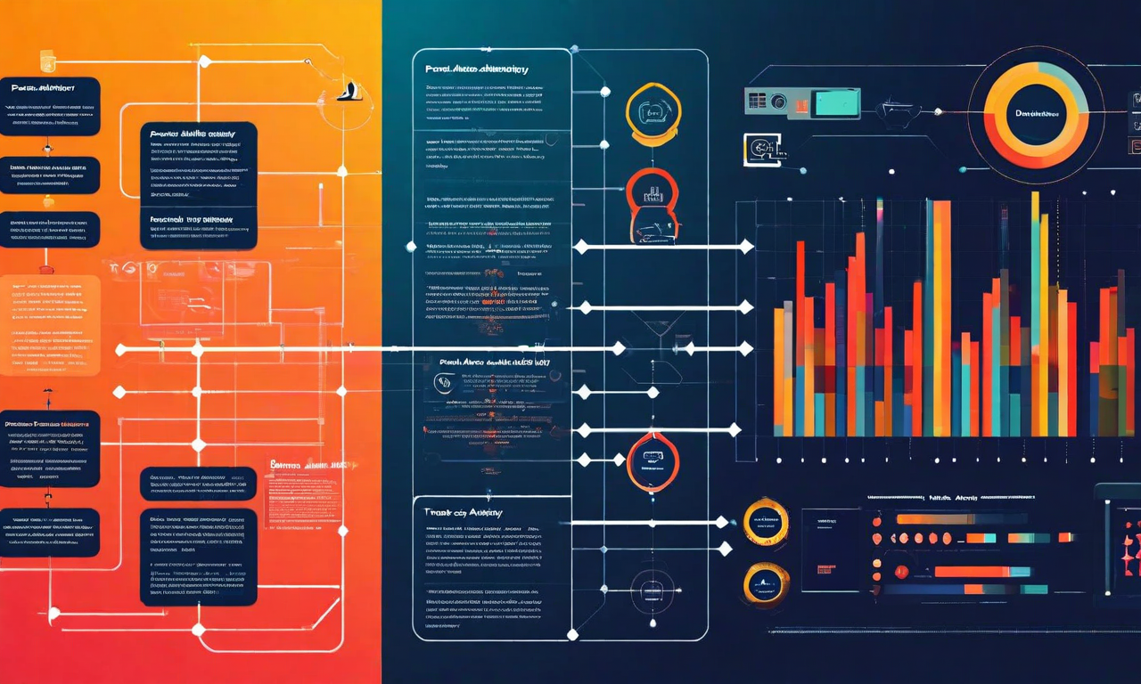 親の権限監査プロセスを示す視覚化。左側は親が管理する決定領域を温色で表現し、右側はプラットフォームに委譲された決定領域を冷色で表現。中央にはギャップ分析を示す橋状の要素があり、スクリーンタイム、コンテンツアクセス、ソーシャルインタラクション、デバイス使用などの決定カテゴリーが幾何学的な図形で分類されている。