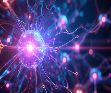 A glowing neural network with blue and purple tones showing selective pathways dissolving into light particles, representing targeted knowledge removal in AI systems while other connections remain intact