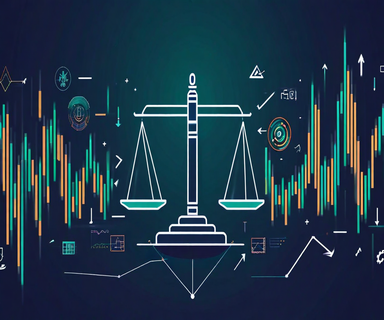 A balanced scale symbolizing monetary policy equilibrium, surrounded by abstract economic indicators and flowing lines representing the Federal Reserve's dual mandate framework and inflation targeting strategy