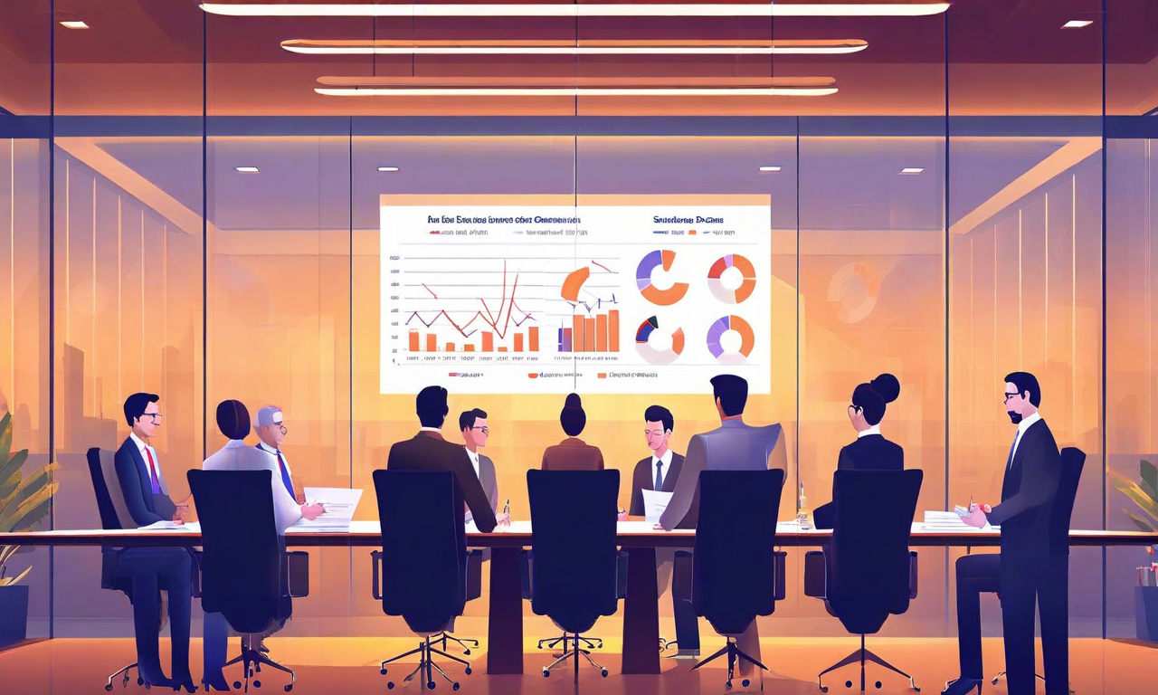 連邦準備制度理事会の保険政策諮問委員会(IPAC)の再構成を表現した画像。複数の多様な専門家が現代的な会議テーブルを囲み、金融安定性と保険規制に関する戦略的な議論を行っている。背景には金融分析チャートや規制文書が見え、機関の信頼性と専門性を視覚的に表現している。