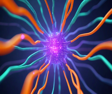 Multiple colored data streams representing text, images, audio, and video converging into a single unified neural network structure at the center, symbolizing unified multimodal model architecture