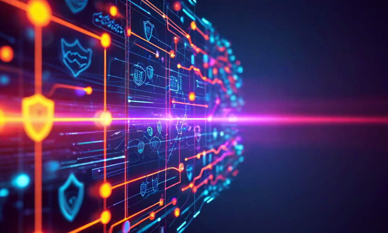 拡散型LLMの運用成熟度の進化を表現した抽象的なビジュアル。下層から上層へ向かう段階的な発展を示し、基盤となるセキュリティインフラ、脅威検知技術、業界標準化への統合を表現。発光するパスウェイが異なるセキュリティコンポーネントを接続し、上昇する矢印が成長軌跡を示唆している。