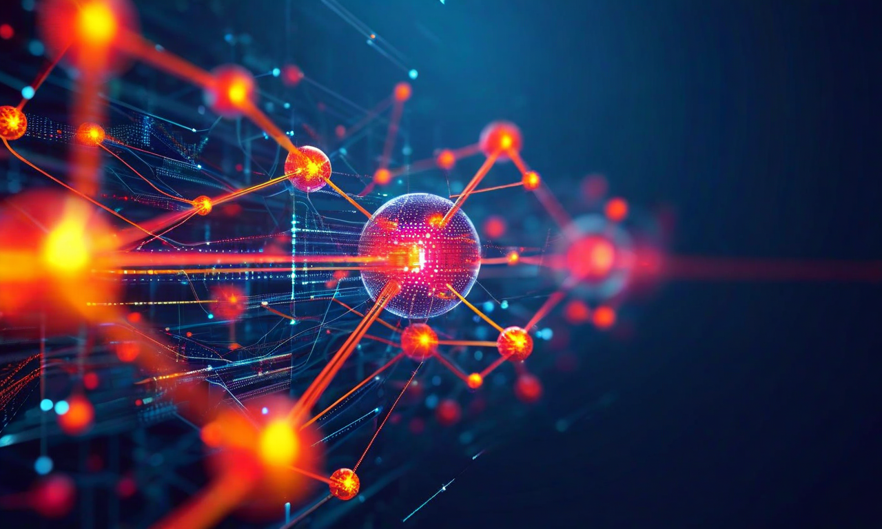 複合スパーシティ導入時のリスク要因を示す抽象的な技術図。中央のハブから4つのリスク要因（ルーティング不均衡、通信オーバーヘッド、メモリ断片化、精度低下）が分岐し、相互に接続された線で相互作用を表現。警告色の発光ノードと流動的なエネルギーフローにより、リスク間の複雑な依存関係と連鎖効果を視覚化。