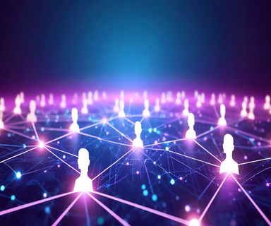 Conceptual visualization of AI agent-based marketing architecture showing a network of glowing nodes representing individual AI agents, each connected to customer profiles, illustrating the shift from traditional broadcast marketing to personalized one-to-one engagement at scale