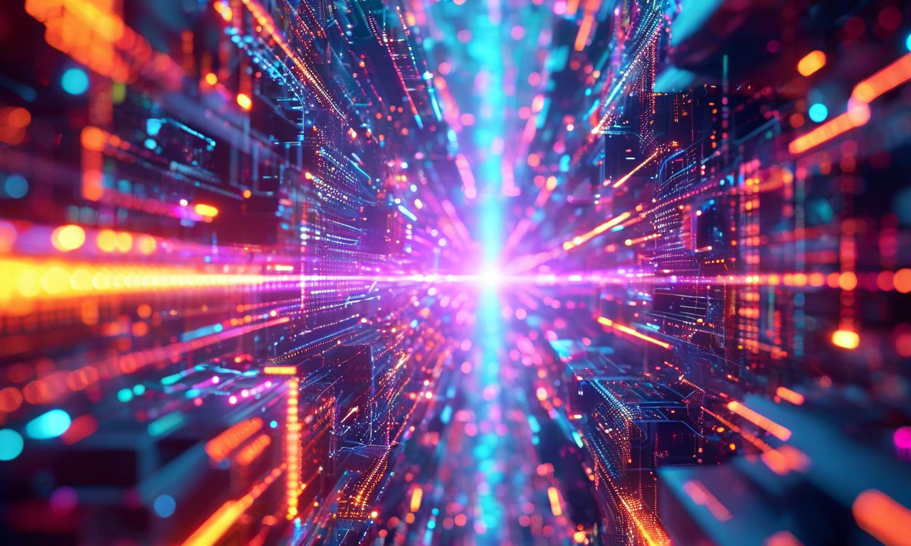 複数のデバイスやプラットフォームから発生する異なるカラーモード実装が複雑に絡み合い、デジタルノイズとエントロピーの増加を表現した抽象的なビジュアル。光るノードと相互接続された回路が、システムの断片化と標準化の欠如を示している。