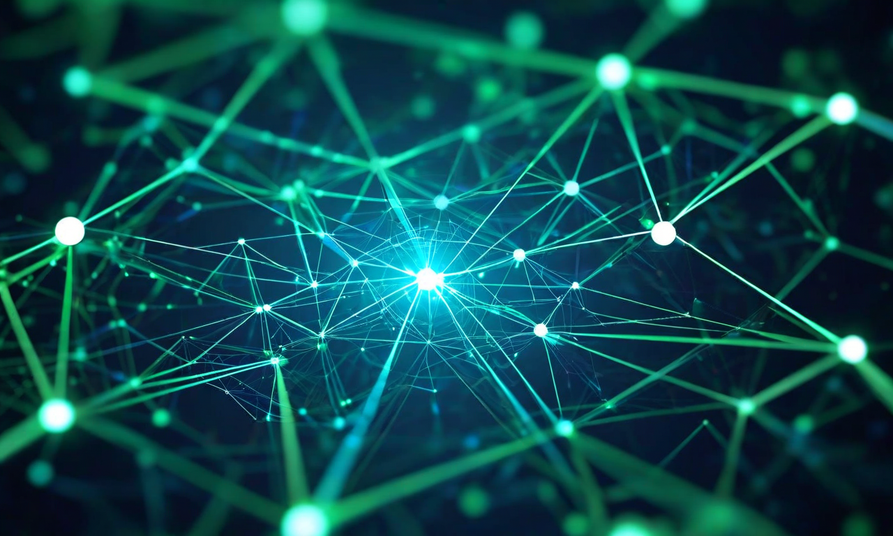 複数の成功指標を表現した抽象的なビジネスビジュアライゼーション。中央のハブから放射状に広がる光る接続ポイントが、投資家関係、ブランド認知度、採用候補者、顧客パイプライン、戦略的パートナーシップを表現。成長軌跡と拡大するネットワークが長期的な成長を示唆している。