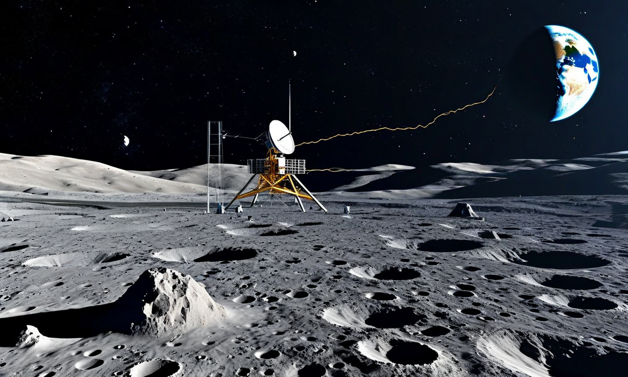 月面ラジオ望遠鏡の3段階展開プロセスを示す図。左からフェーズ1(小規模パイロット施設)、フェーズ2(中規模アレイ)、フェーズ3(フル規模運用施設)へと段階的に拡大していく様子を、月面上の物理的な構造物の成長として視覚化。各フェーズでアンテナ数と配置密度が増加し、月面地形と地球が背景に見える。