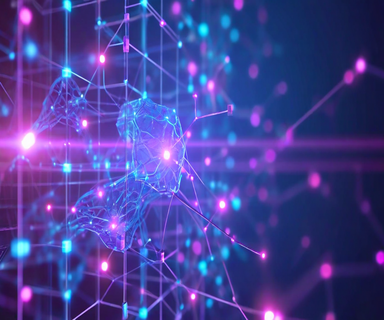 Layered neural network visualization with transparent nodes and connections overlaying a structured Q-matrix grid, representing the integration of interpretable cognitive diagnostic models with deep learning architecture
