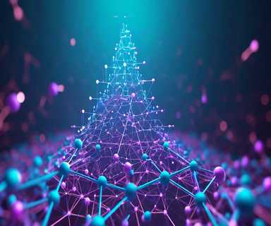 Hierarchical visualization of chemical molecular structures arranged in ascending complexity with neural network connections, representing AI-driven curriculum learning for chemical reaction prediction