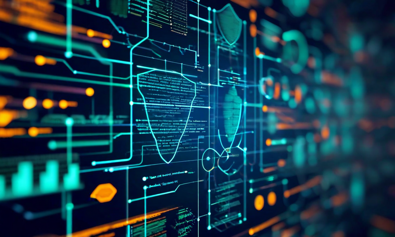 推論市場における複合的なリスク要因と緩和戦略を表現した抽象的なビジュアル。技術的リスク、市場リスク、運用リスク、コンプライアンスリスクの4つのレイヤーが相互に接続され、それぞれに対応する緩和戦略が保護バリア、安全メカニズム、安定化要素として表示されている。プロフェッショナルなテック系カラーパレットを使用。