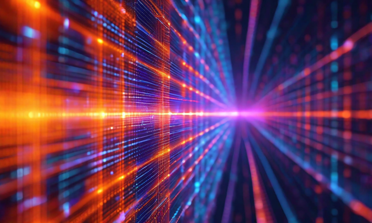 ウェーブレット基底への投影と局所畳み込み演算子の概念を示す抽象的な可視化。色分けされた複数のスペクトル層が異なる周波数成分を表現し、低周波数は暖色系、高周波数は寒色系でグラデーション表現されている。各スケール層に配置された局所演算子ノードが相互に接続され、多スケール信号処理のプロセスを表現している。