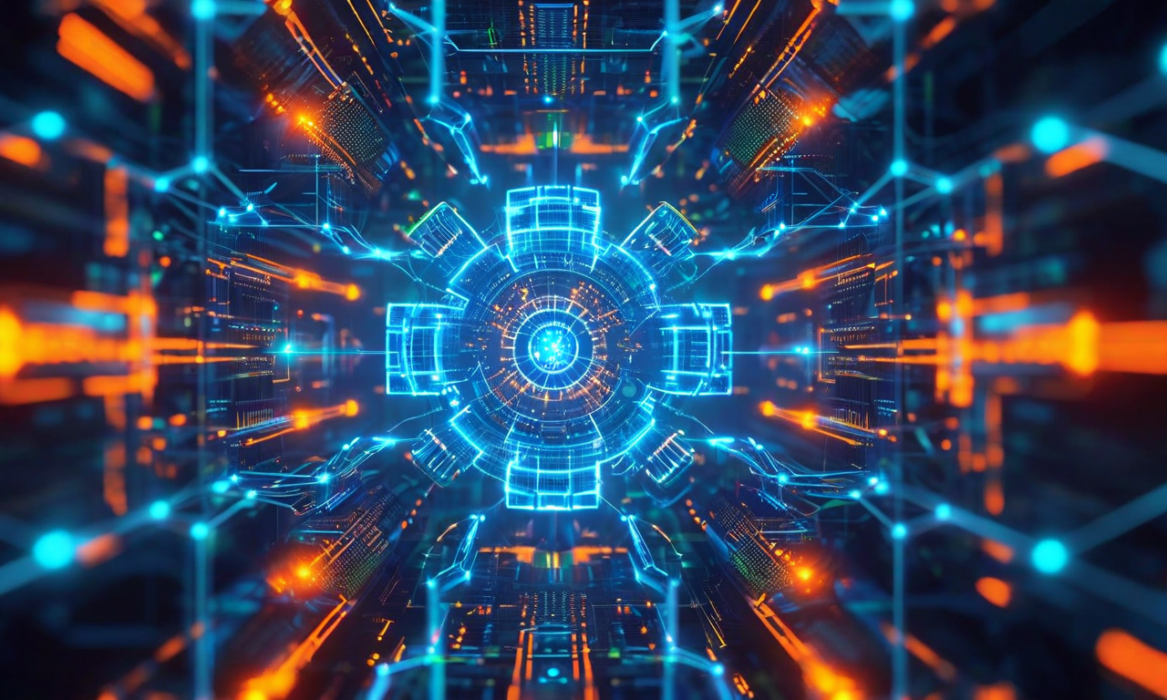 予測的レジリエンス設計の概念図。中央のシステムコアが複数の保護層に囲まれており、温度変動（熱勾配で表現）、圧力スパイク（動的ベクトルで表現）、部品劣化（自己修復経路で表現）などの環境ストレッサーに対応している。リアルタイム適応と自己修復能力を示す発光ノードと、システムの堅牢性を強調する相互接続されたフィードバックループが表示されている。