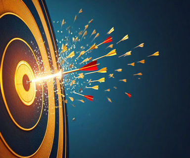 Split composition showing scattered arrows representing generic job applications on one side contrasted with a single focused arrow hitting a bullseye target on the other, illustrating targeted versus volume-based job search strategies