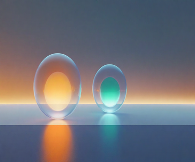 Three intersecting translucent spheres in amber, blue, and green colors converging at a central glowing point, representing the three dimensions of the assistant axis in large language models: helpfulness, honesty, and harmlessness