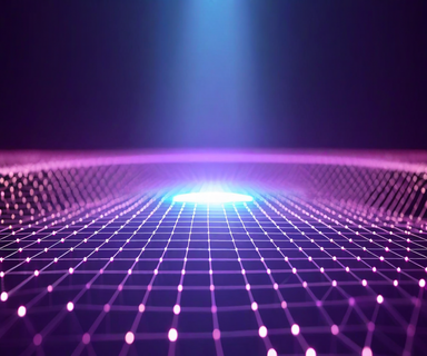 A three-dimensional wireframe grid with scattered glowing points projects down onto a two-dimensional surface, illustrating how high-dimensional AI capability spaces are reduced to limited benchmark measurements, with most of the space remaining unmeasured in shadow