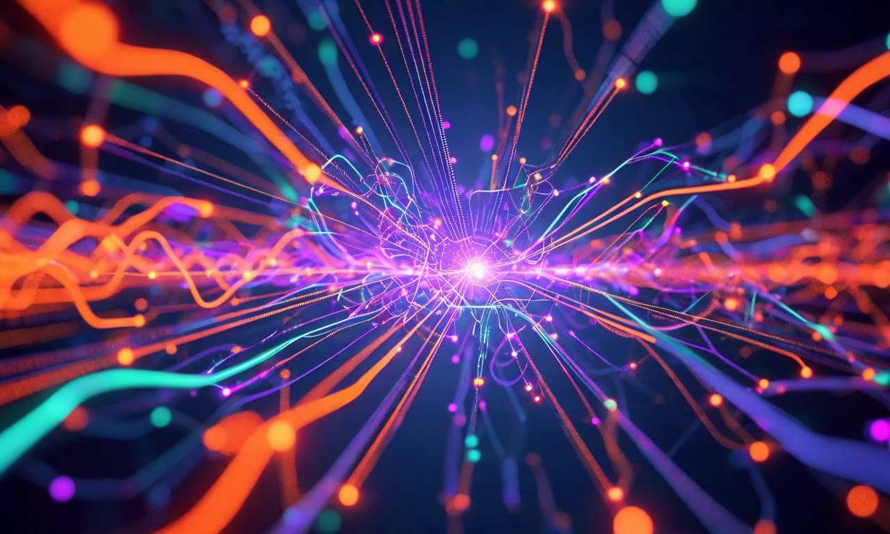 自然言語理解層における曖昧性と分類エラーを表現した抽象的なビジュアライゼーション。中央の音声入力から複数の分岐パスが広がり、それぞれが異なるタスク解釈に導かれている。一部のパスは明るく光り、他のパスは不確実に点滅している。ニューラルネットワークノード、重なり合う透明レイヤー、矛盾する方向矢印を持つノードなど、混乱と不確実性のビジュアルメタファーが含まれている。