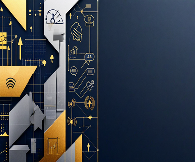 Abstract strategic composition showing geometric shapes and communication symbols representing the intersection of military operations and political rhetoric, rendered in professional navy, silver, and gold tones