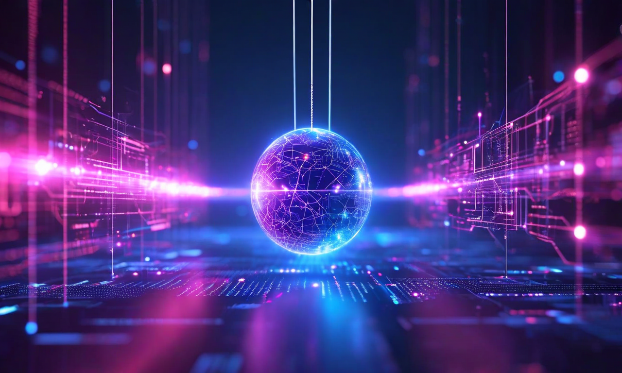 メタバースとAIの間を揺れ動く振り子を表現した抽象的なビジュアライゼーション。左側にはメタバースの仮想現実要素が光り、右側にはAI開発のシンボルが配置されている。中央にはバランスの取れた天秤があり、過度な修正の危険性と戦略的バランスの重要性を象徴している。青と紫のグラデーション、幾何学的な形状、流動的なエネルギーラインで、テクノロジートレンド間の動的な緊張を表現。