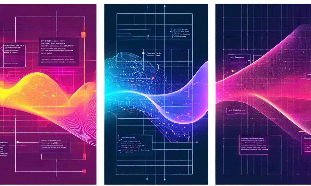 GOAT導入時の3つの主要リスク（過学習、分布シフト、訓練不安定性）を並列で視覚化した図。各リスクシナリオは左から右へ配置され、その下に対応する緩和戦略が示されている。ニューラルネットワークのノード、データフロー、グラデーション曲線などのテクノロジカルな要素で表現されている。